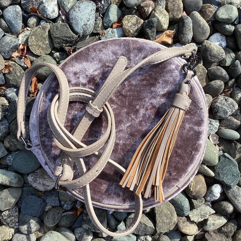 Sole/Society Round Velour/Velvet Tassel Crossbody Handbag